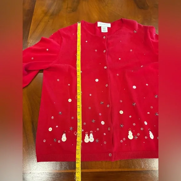 Susan Bristol Vibrant Red snowmen sweater, size L - Picture 11 of 11